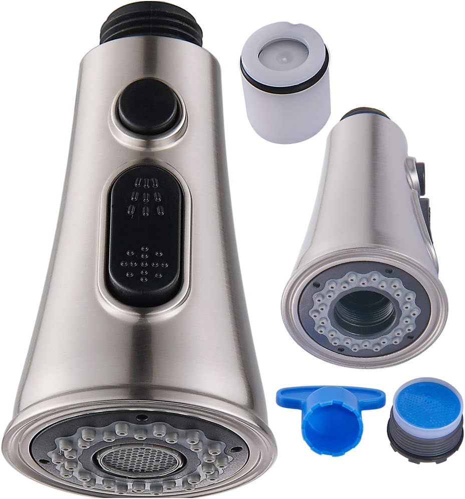 Faucet Spray Head,Pull-Out Sprayer Kitchen Sink Faucet Replacement Part, Regalmix 3-Function,Brushed Nickel,RWF071B