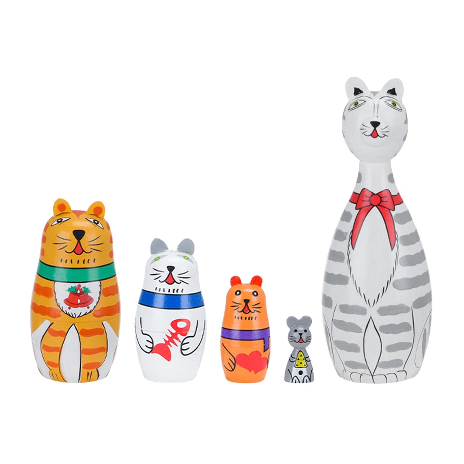 3 Set 5 Stück niedliche russische Nesting-Puppen Dekoration Tiere Matroschka für Zuhause Schreibtisch