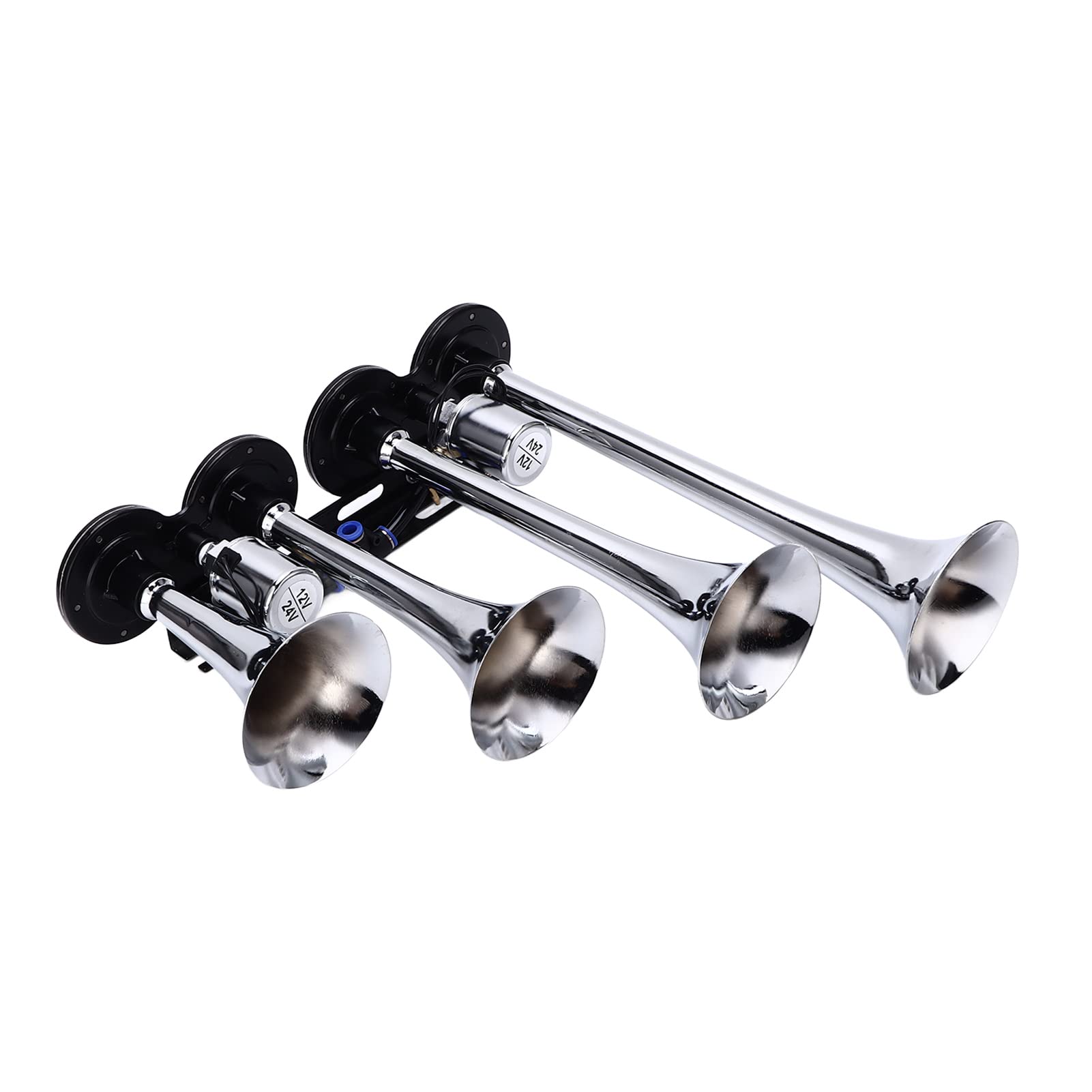 12‑24V Air Horn Kit 4 Trompetenzug Horn 130 DB Fahrzeug Geänderte Lufthörner für LKW -Autoboot Van