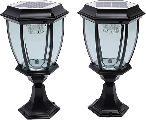 Miniatura 3 de Lámpara solar para poste de luz, luz LED impermeable para patio al aire libre, lámpara de paisaje con vidrio transparente, luces de poste exterior