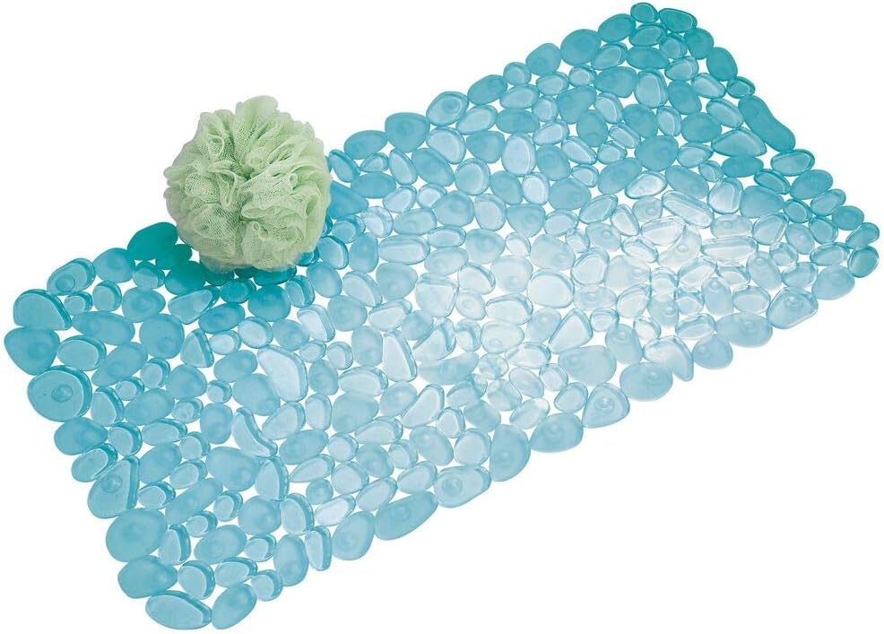 iDesign Pebblz Suction Non-Slip Bath Mat for Shower Bathtub, Stall, Set of 1, Blue iDesign Pebblz Suction Non-Slip Bath Mat for Shower Bathtub, Stall, Set of 1, Blue