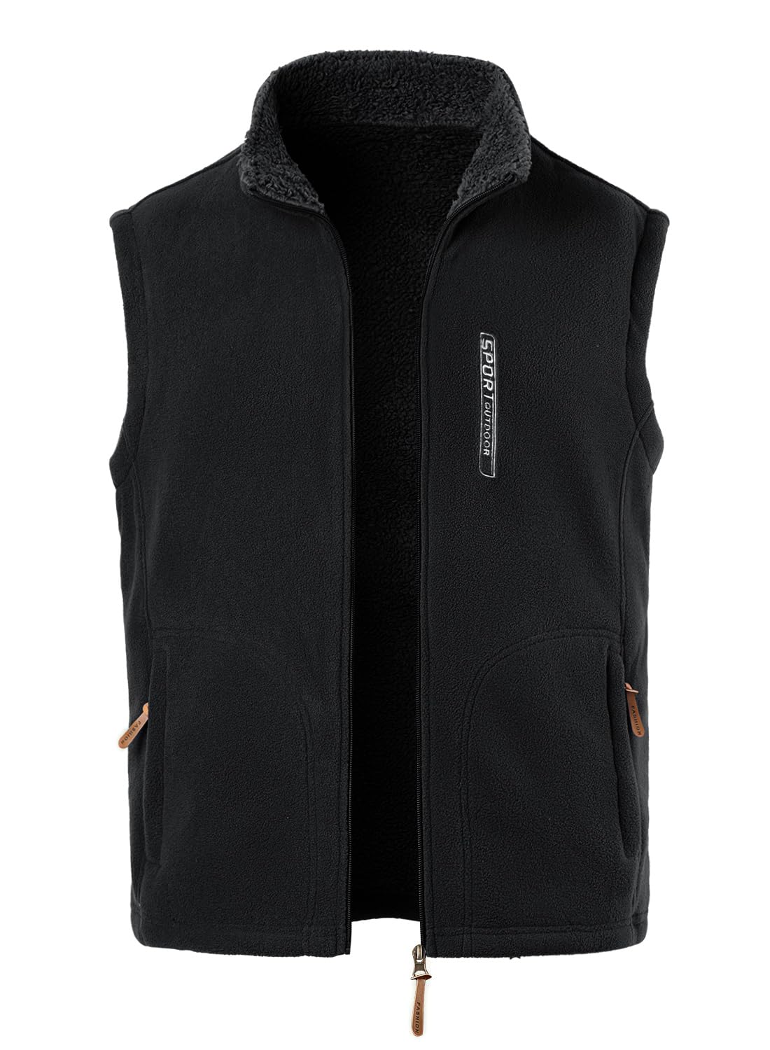 Herren Fleeceweste Stehkragen Outdoor Westen Casual Winterweste für Männer Warm Ärmellos Fleecejacke Leicht Warm Weste mit Reißverschlusstaschen mit Plüsch Gefüttert
