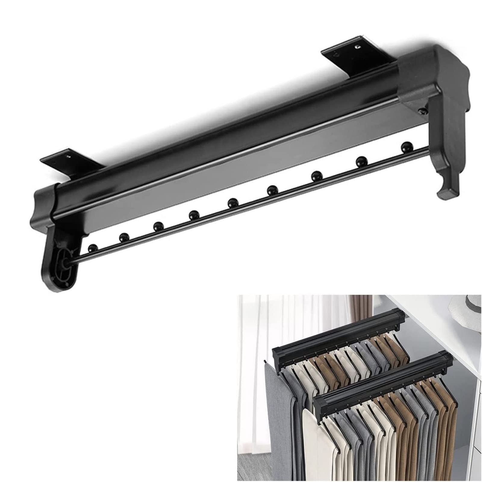WMYYZYQ Pull Out Closet Rod, Adjustable Sliding Rail Garment Organizer, Multifunction Clothing Rack for Efficient Storage, Suitable for 10-20 Inch Closets,51cm/20in