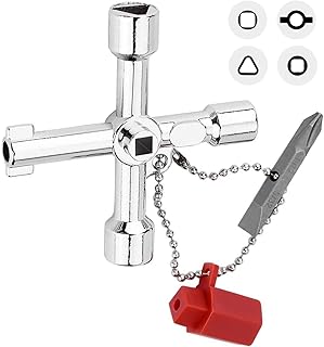 Devenirriche Meter Box Key, Radiator Bleed 6-Way Multi-Functional Utilities Key, Electric Meter Box Key Valve Key for Electric Cupboard Cabinet Opening Key (Silver)