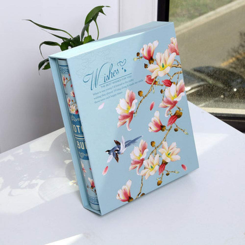 Álbum de fotos con patrón de flores de 6 pulgadas Álbumes de recortes de la familia del bebé 200 bolsillos Libro de fotos con memoria de la boda Decoración del hogar Estuche con imágenes Nuevo, Azul 2