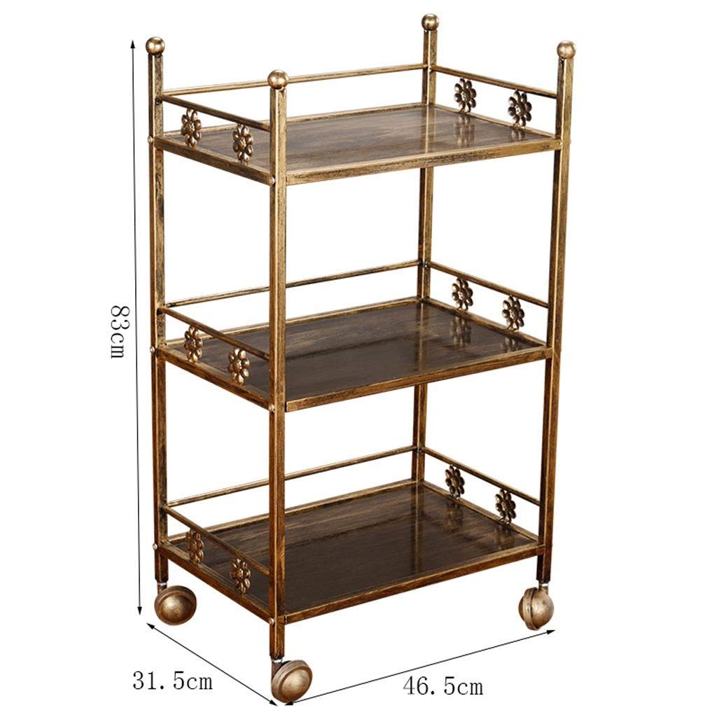 DFEDHF Trolley,Retro Salon,Collecting Vehicles Hairdressing Trolley Roller Cart Salon Tray with 1 Pullout Drawers,Service Cart,Antique Copper(Antique Copper)