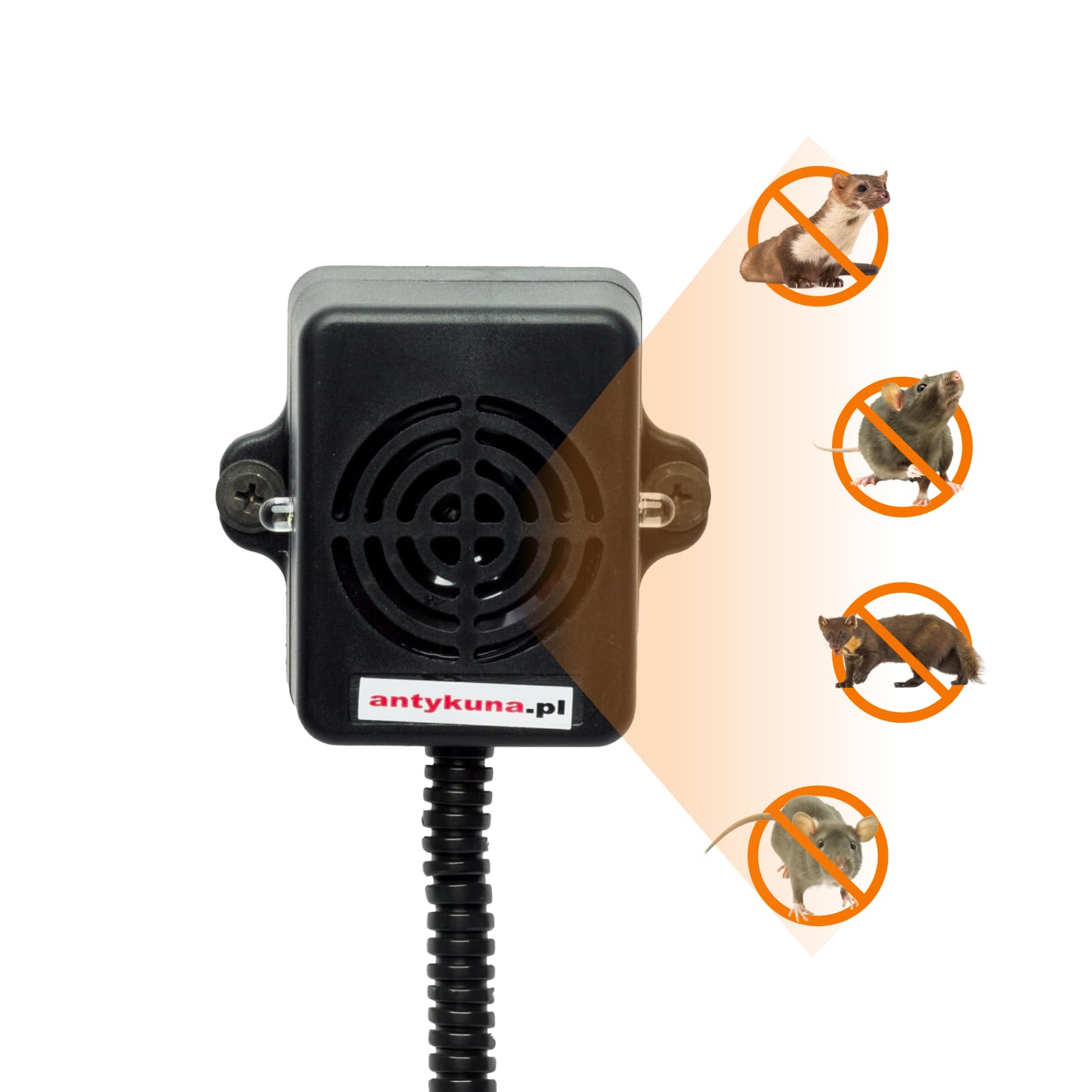 Light&Flash Marderschutz für Auto | Schutz von 1 Seite des Motors Stromversorgung/ 12 V Stromausgang Langes Kabel