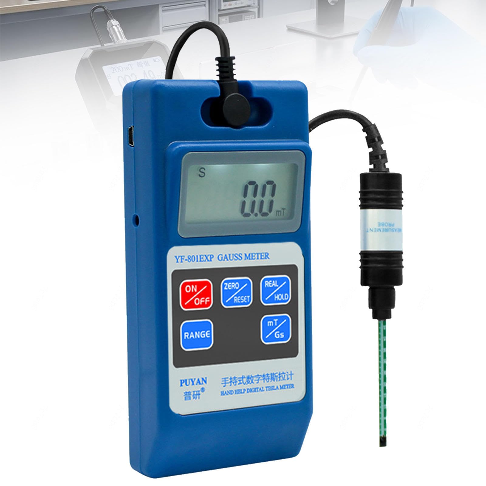 Gaussímetro/Teslámetro Digital de Alta Precisión — Medidor de Intensidad de Campo Magnético con Resolución de 0.01 mT, Sensor Hall Radial, Indicador de Polaridad N/S y Retención,Grade5accuracy