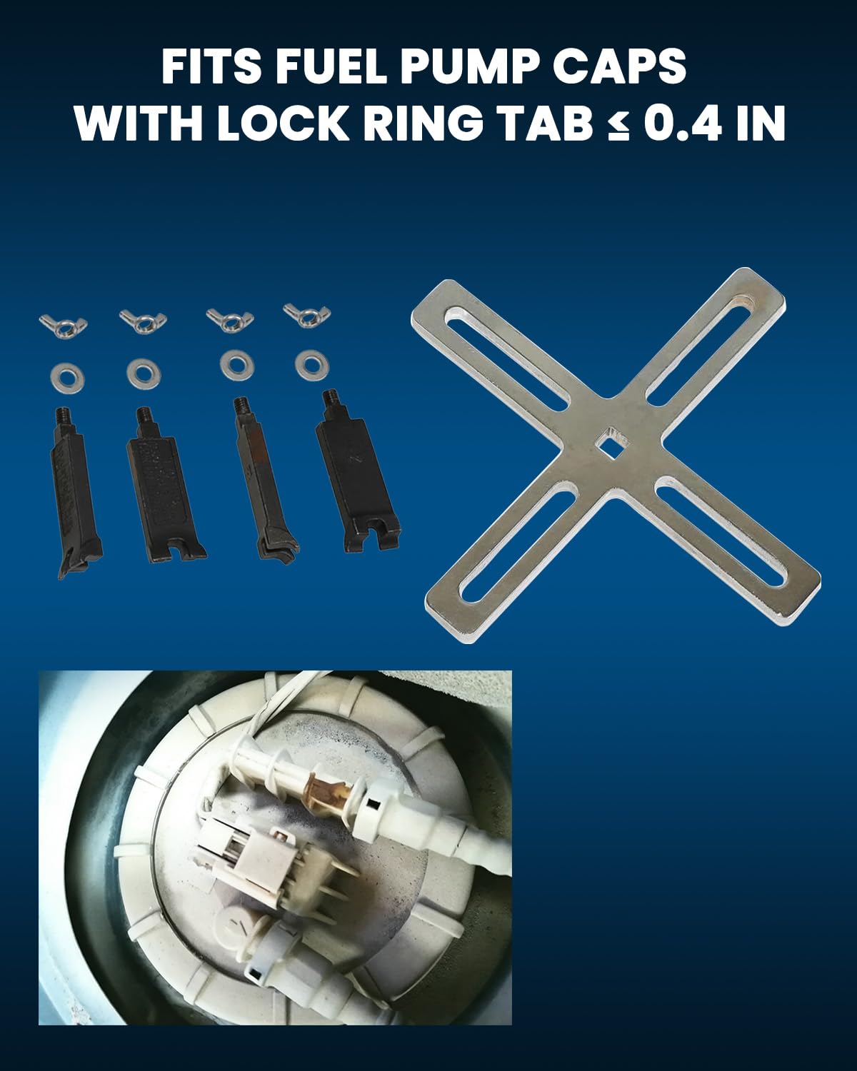 DPTOOL Clé de couvercle de réservoir de carburant réglable 4 mâchoires Bouchon démontage d'expéditeur de pompe à carburant enlever l'outil de clé 55mm-160mm