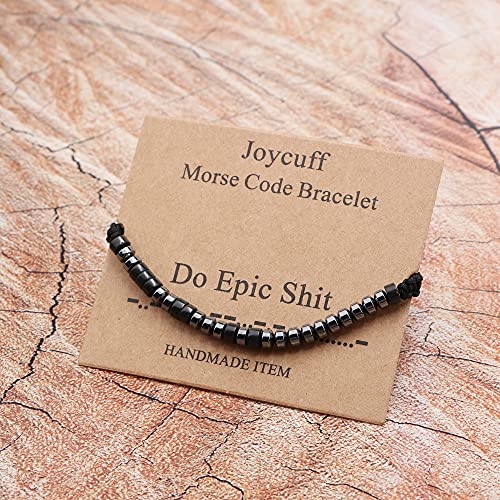 JoycuFF Inspirational Morse Code Bracelet for Women Men Fashion Funny Encouragement Gifts for Men Her Nurse Daughter Niece Friends Coworkers Handmade Silk Wrap Adjustable Jewelry Do Epic - Image 5