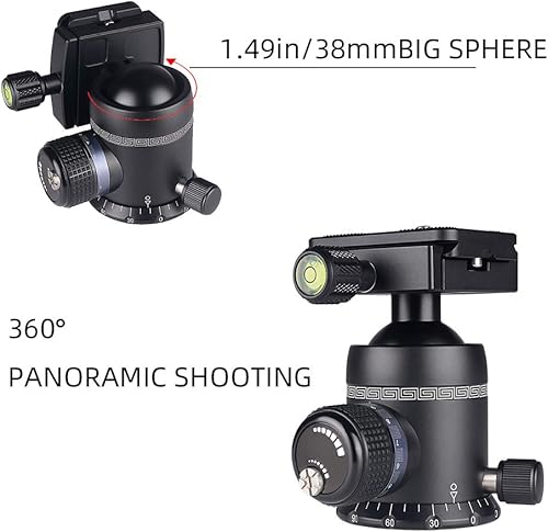 Miniatura 9 de AOKA Cabezal de bola panorámico giratorio profesional de 360 grados con placa de liberación rápida de 14 pulgadas, peso propio 1.08 lbs0.49 kg,