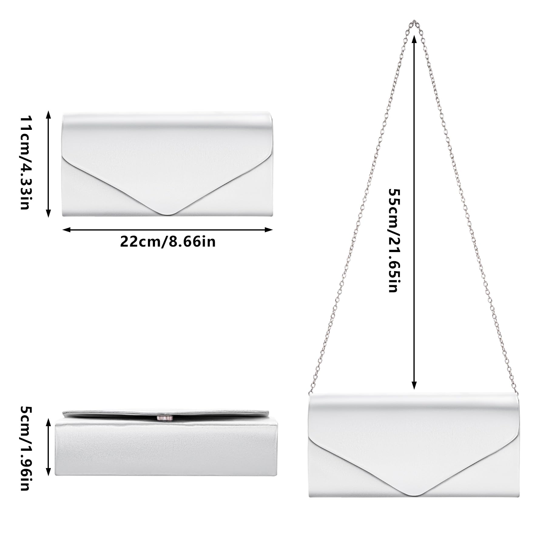 Damskie kopertówki, brokatowe torebki wieczorowe z odpinanym paskiem łańcuszkowym, elegancka mała wieczorowa torba crossbody dla kobiet, miękka skóra, srebrne torebki na ślub, imprezę, bankiet