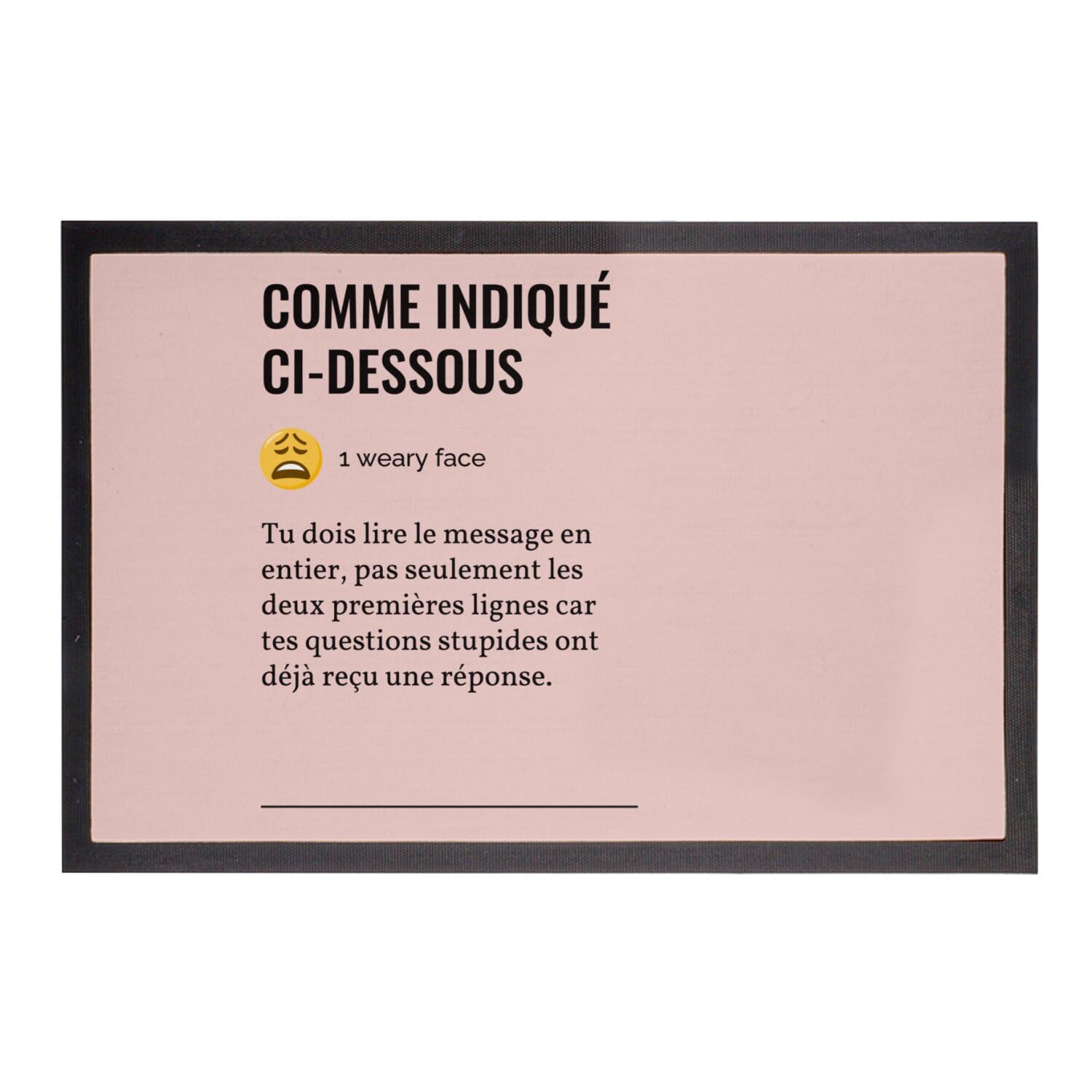 Paillasson rose motif icone email bureau 60x40 cm tapis humour travail pour collegue
