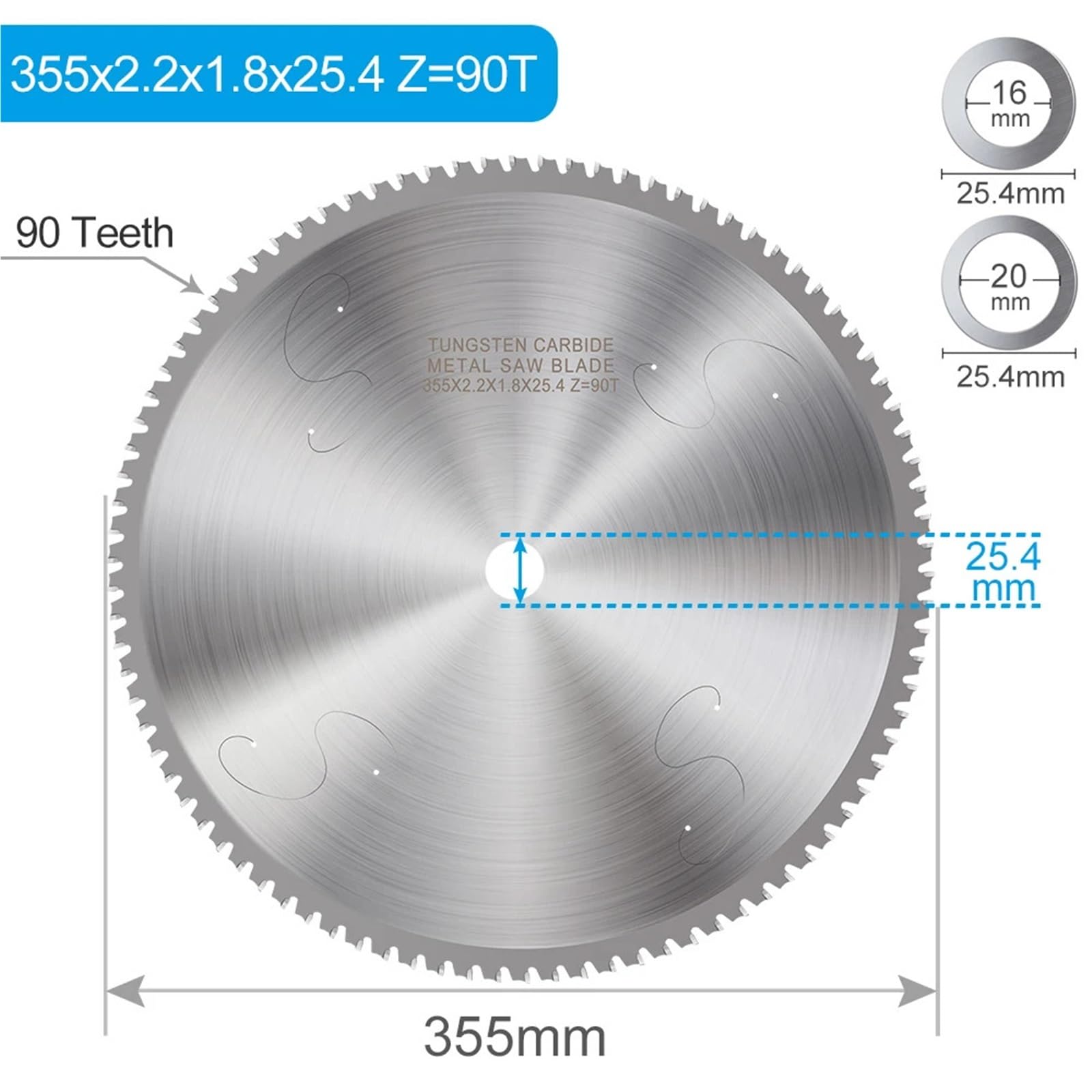 Ostrze do cięcia metalu 355mm brzeszczot do piły tarczowej do aluminium żelazo stalowa metalowa tarcza do cięcia brzeszczot z węglika 66T 80T 90T