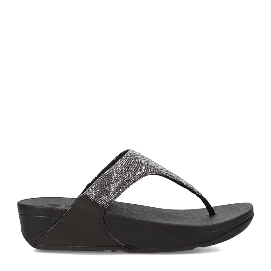 FitFlop ET9090-060 LULU Glitz Toe-Post Sandals All Black