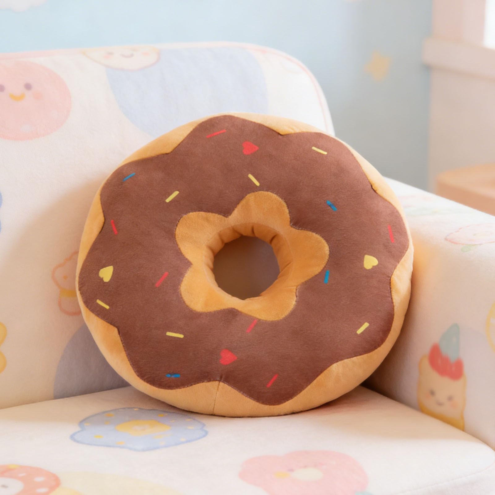 ZBELLO Cute Donut Plush Toy, Soft Cushion Pillow, a stuffed toy pillow for home decoration, suitable as a gift for boys or girls. (Brown,40cm)