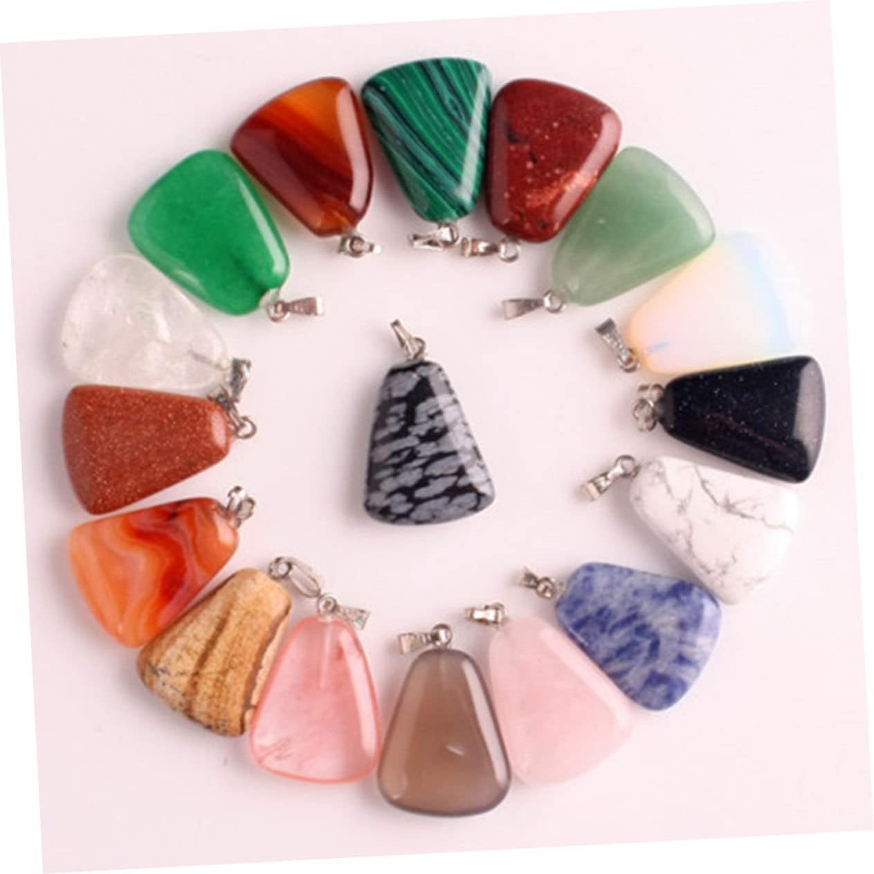 NUOBESTY 20pcs Natural Pendant Jewelry Making Accessories for Necklaces Bracelets Earrings Random Colors Half-gemstone Charms for Creative Craft Projects