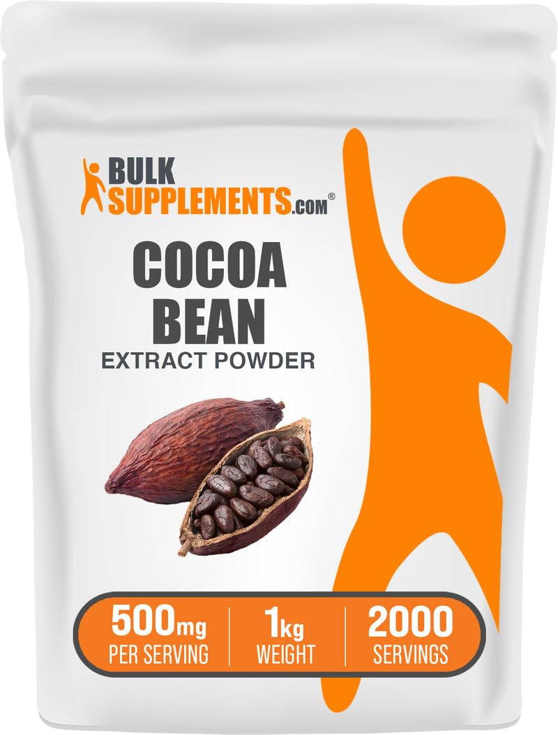 BulkSupplements.com Cocoa Bean Extract Powder - Cocoa Supplement - Unsweetened, Vegan & Gluten Free, 500mg per Serving, 1kg (2.2 lbs) (Pack of 1) 2.2 Pound (Pack of 1)