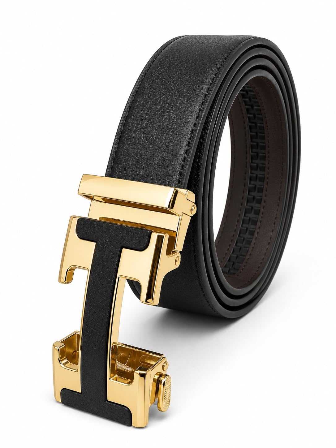 zacharias Men's Texas PU Leather Formal Autolock Buckle Belt s-65 (Black) (Pack of 1)-picture-33