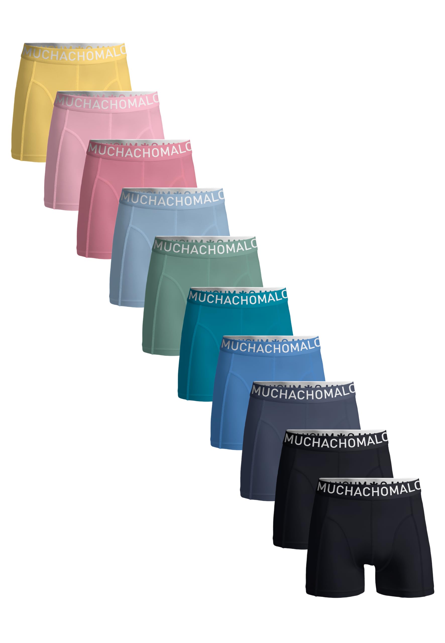 Muchachomalo Calzoncillos para Hombre, Ropa Interior Lisa de Algodón para Hombre, Pack de 10 Unidades, Bóxers Lisos de Corte Clásico con Cintura Elástica