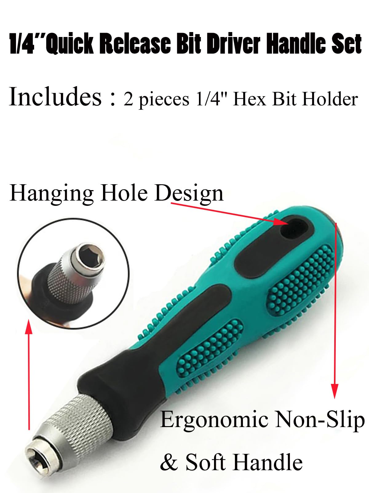 Bit Driver Handles - 2 Pack Hex Quick Release -3