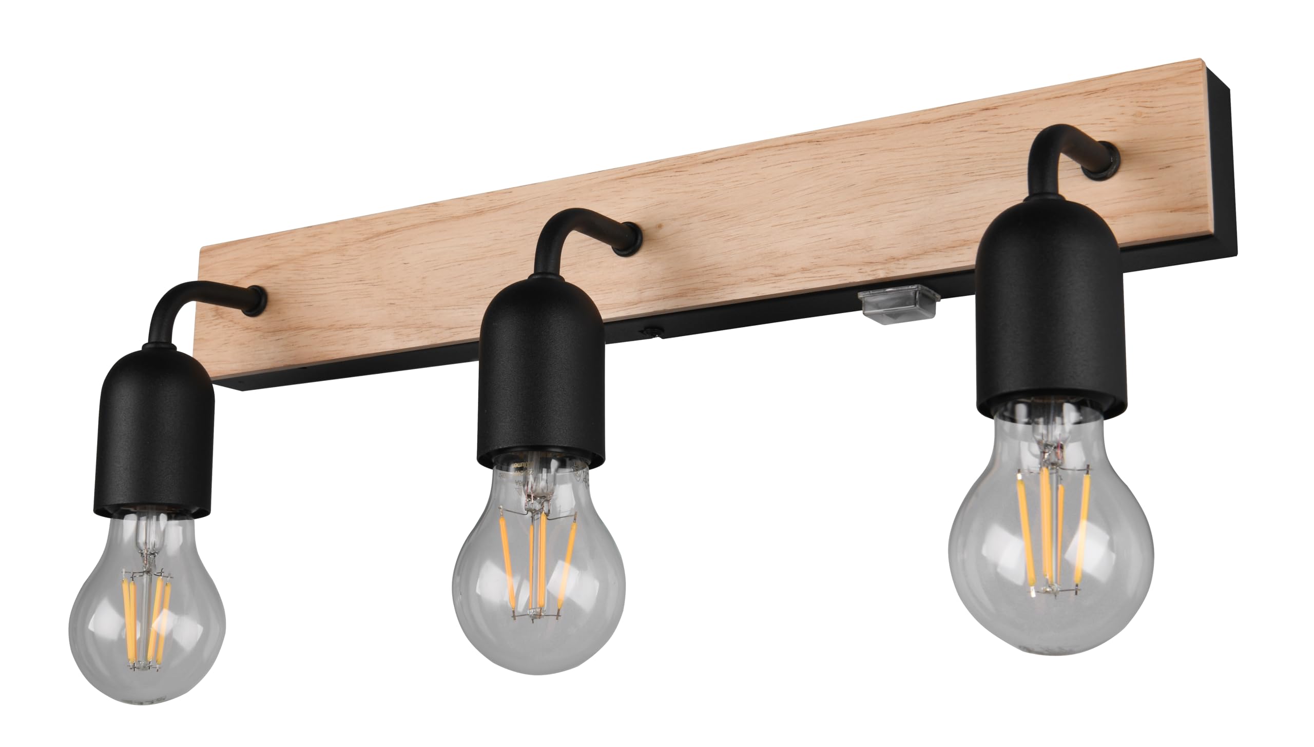 Trio Leuchten Aplique de baño ARTURO 284470332, metal negro mate, madera natural, excl. 3x E27