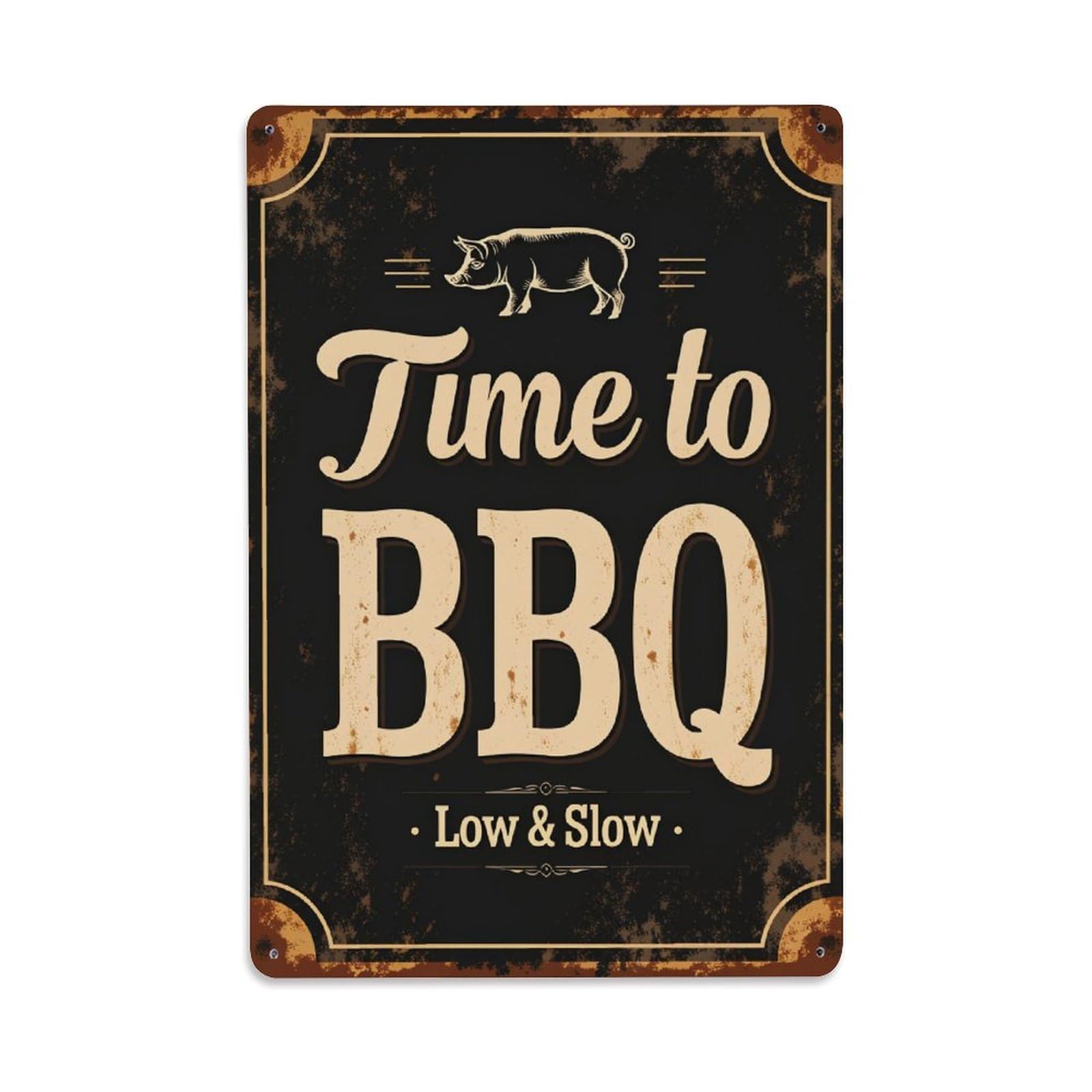 Enderetf Vintage Pig Barbecue Sign Design Tin Sign Metal Poster, Home Bar Garage Man Cave Cafe Indoor & Outdoor Wall Decoration 8X12inches