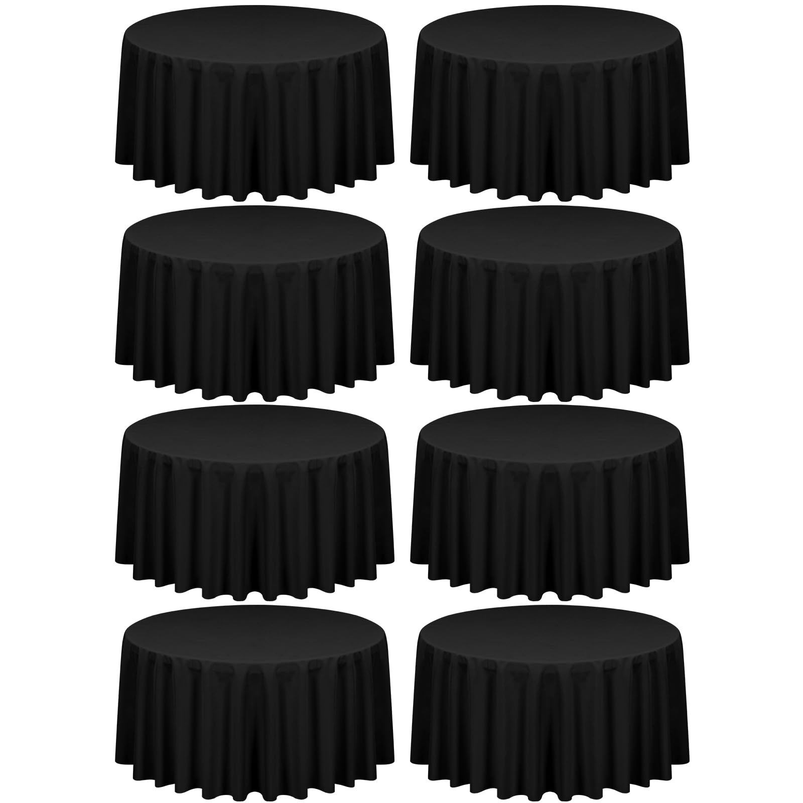 YMHPRIDE8 Pack 90 Inch Table Cloth,Black Round Tablecloths for Round Table Stain and Wrinkle Resistant Washable Polyester Tablecloth,90 Inch Round Table Cloth for Wedding,Party,Dining,Banquet