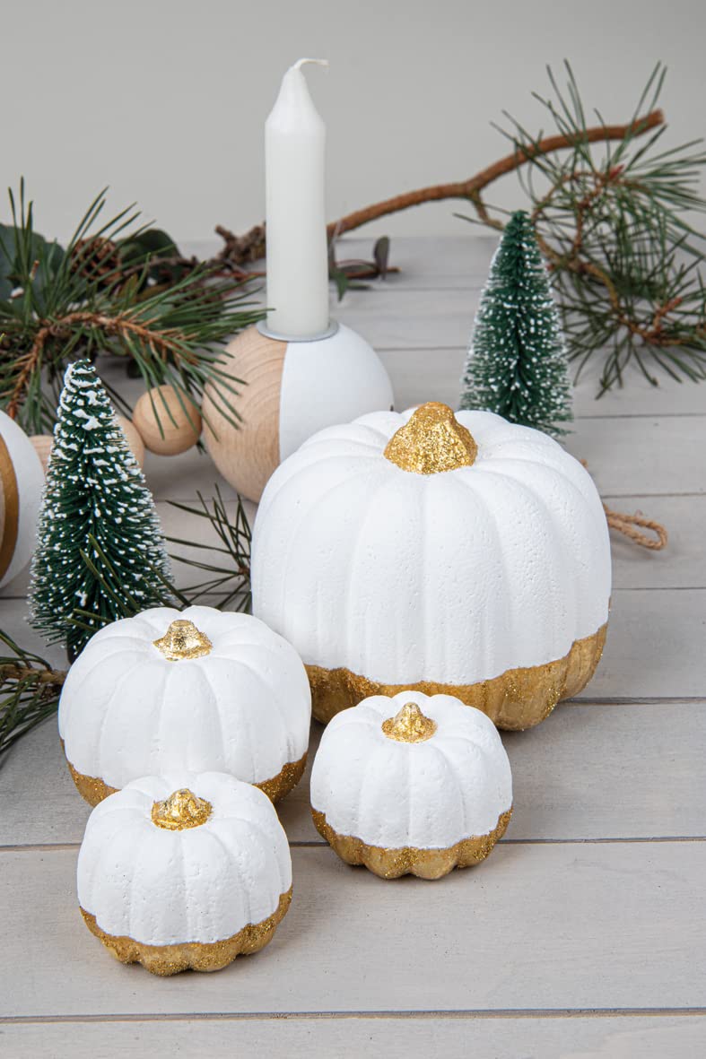 Rayher Styropor Pompoen - 11x10 Cm Witte Schuimpompoen Voor Herfstdecoratie, Halloween Knutselen En DIY Projecten - Perfect Om Te Verven, Vilten Of Glitters