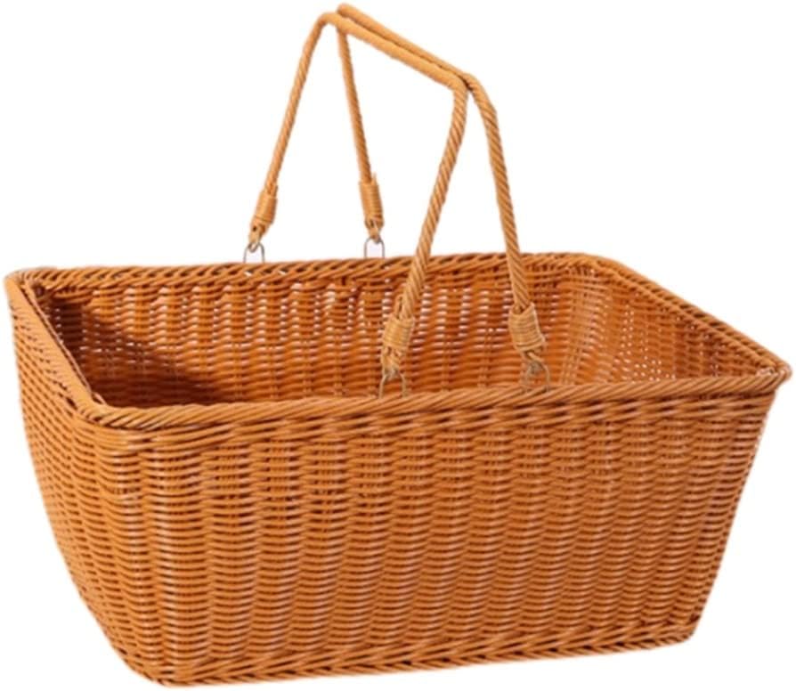 Fruit Bread Storage Box with Handle Hand-Woven Basket Outdoor Camping Picnic Basket (Color : A Size