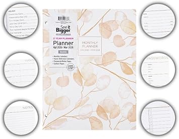PlanAhead Home/Office 2-Year Monthly Planner, April 2026 March 2028, 8.5 x 11 Inches and Customized Color Pen (Flowers)
