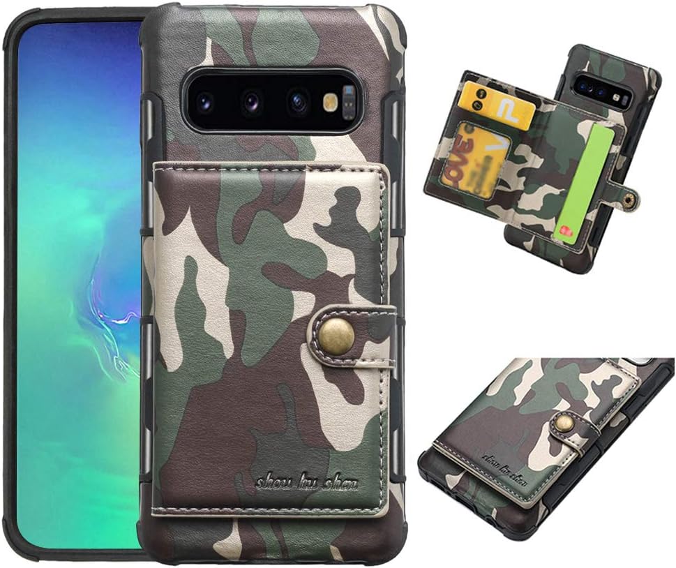 Heromiracle S10Plus Camo Case Wallet Flip Fold Compatible with Samsung Galaxy S10 Plus Back Cover Card Holder Gallery S 10 S 10Plus Coque 6.4 inch