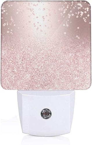 Luz nocturna de confeti con purpurina dorada rosa ombré, luces nocturnas LED impresas para niños, proyector de luz nocturna para bebés, luces