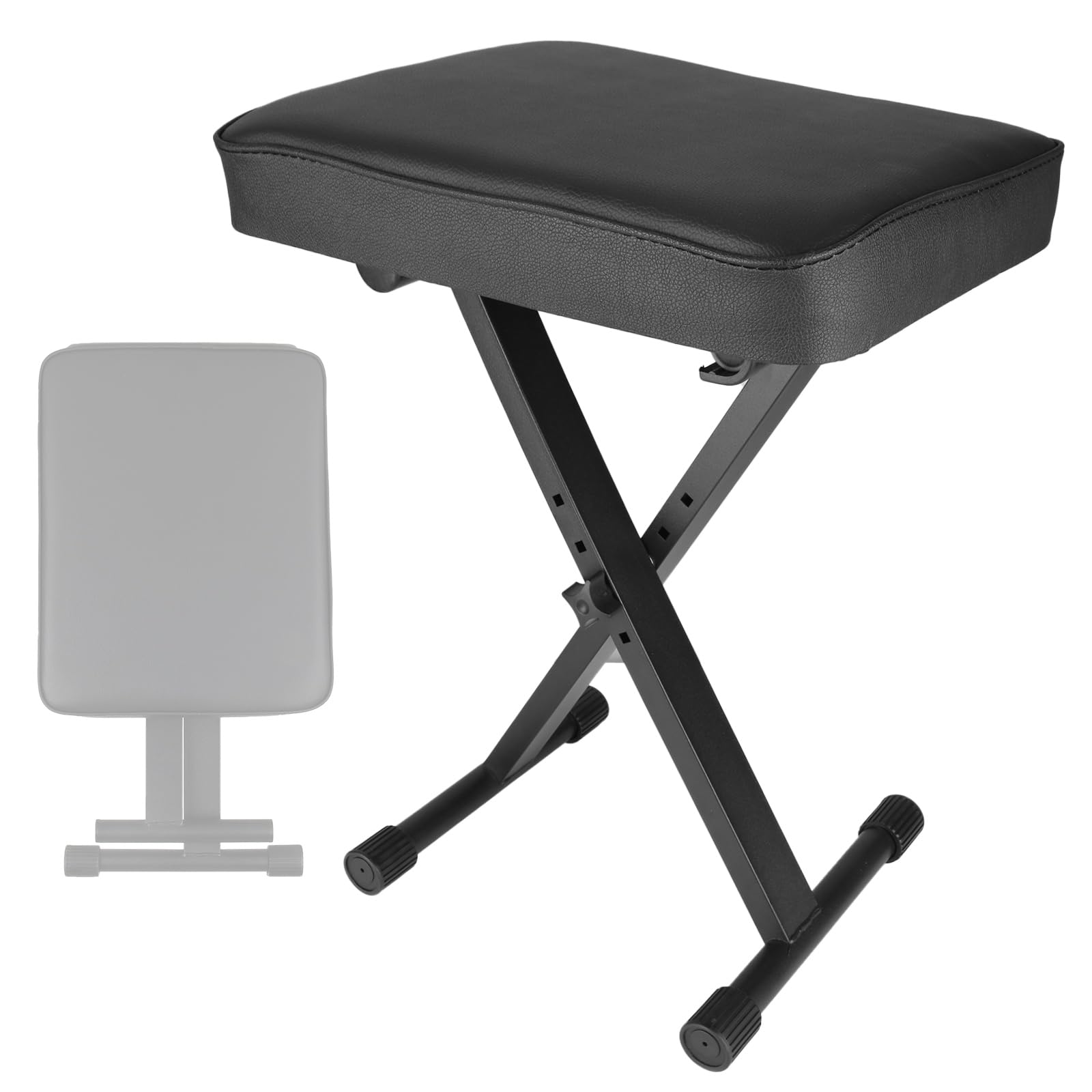 ASelected Sgabello per tastiera, panca per pianoforte, panca per pianoforte in stile X, pieghevole, con spugne ad alta densità, design antiscivolo, altezza 6 cm (nero) opaco