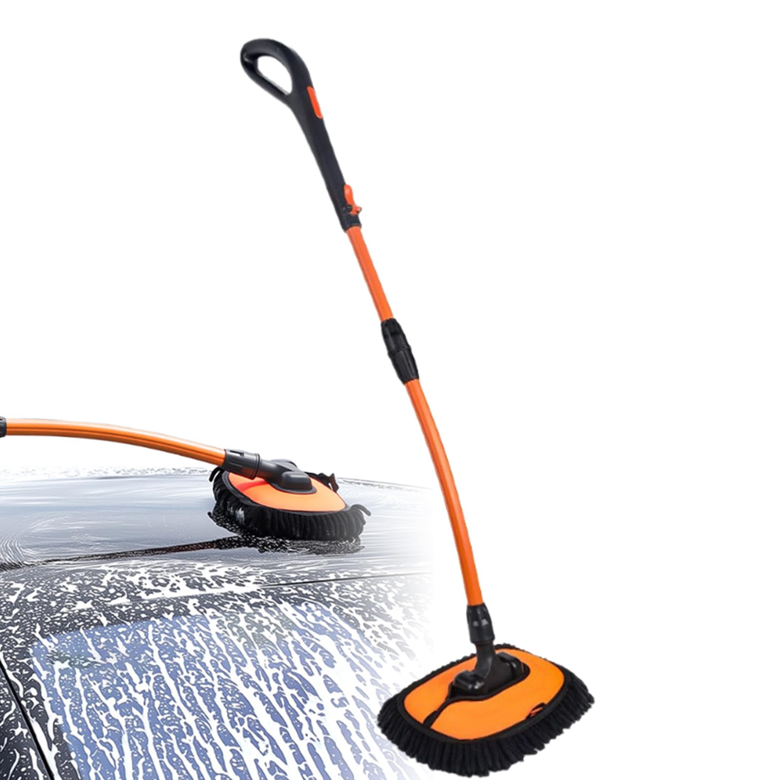 Mopa De Lavado De Coche con Mango Largo Cepillo de Limpieza para Coche | Mango Largo Extensible Sin Rayar para Lavado y Detallado de Suciedad en Vehículos