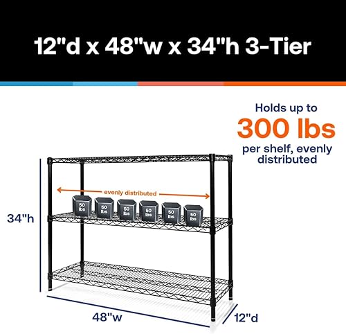 Miniatura 2 de Shelving Inc. Estantería de alambre industrial de 4 niveles, 12 pulgadas de profundidad x 48 pulgadas de ancho x 34 pulgadas de alto, acabado epoxi