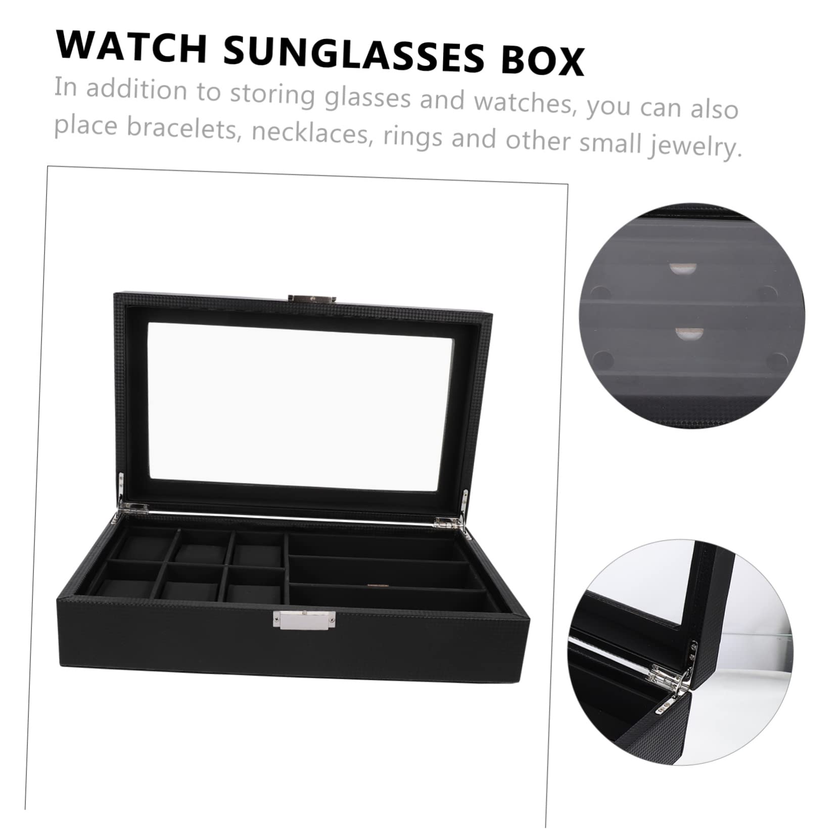 SHERCHPRY Brillenetui Organizer für Sonnenbrillen Uhrenetui Schmuckbox aus Hochwertigem Material Schmuckaufbewahrung für Zuhause und Unterwegs Robuste Aufbewahrungsbox