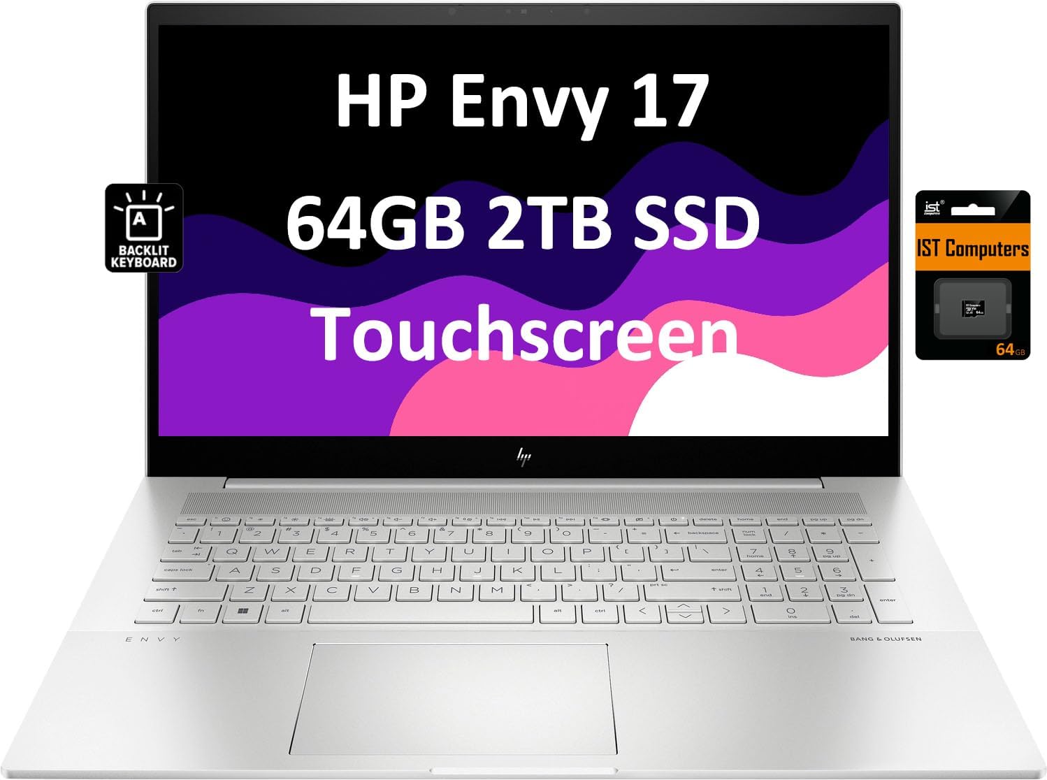 HP Envy 17T 17.3 FHD Touchscreen Business Laptop Intel 12-core i7-1260P, 64GB RAM, 2TB PCIe SSD Thunderbolt 4, Backlit Keyboard, Webcam, Wi-Fi 6E,