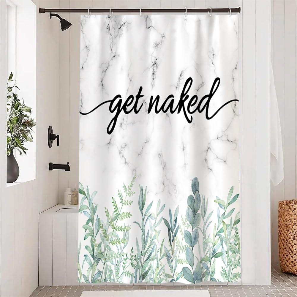 Cortina de Ducha de Hoja Eucalipto, Cortinas de Ducha Verde Oro Abstracto Planta Cortinas de Baño Antimoho Impermeable Lavable Tejido de Poliéster Cortina Ducha con 12 Ganchos 120x200cm — view 38