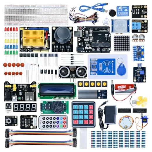 Starter kit completo per UNO R3 Project Electronics Starter Kit con tutorial compatibile con progetti IDE STEM per adolescenti adulti Robotica e kit di ingegneria scienza | Codifica | Kit di