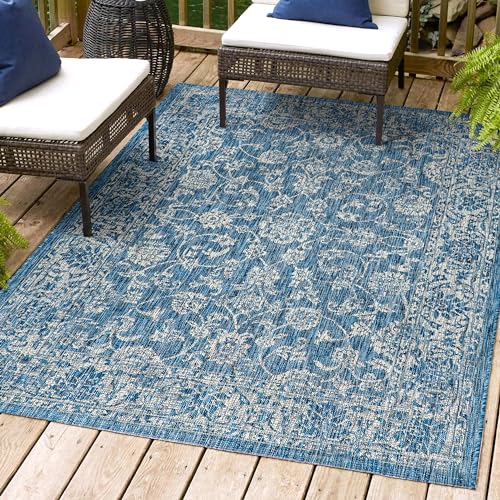 JONATHAN-Y-SMB100B-3-Tela-Bohemian-Textured-Weave-Floral-IndoorOutdoor-NavyGray-3-ft-x-5-ft-Area-Rug-CoastalEasy-CleaningHighTrafficLivingRoomBackyard-Non-Shedding JONATHAN Y SMB100B 3 Tela Bohemian Textured Weave Floral IndoorOutdoor NavyGray 3 ft x 5 ft Area Rug CoastalEasy CleaningHighTrafficLivingRoomBackyard Non Shedding