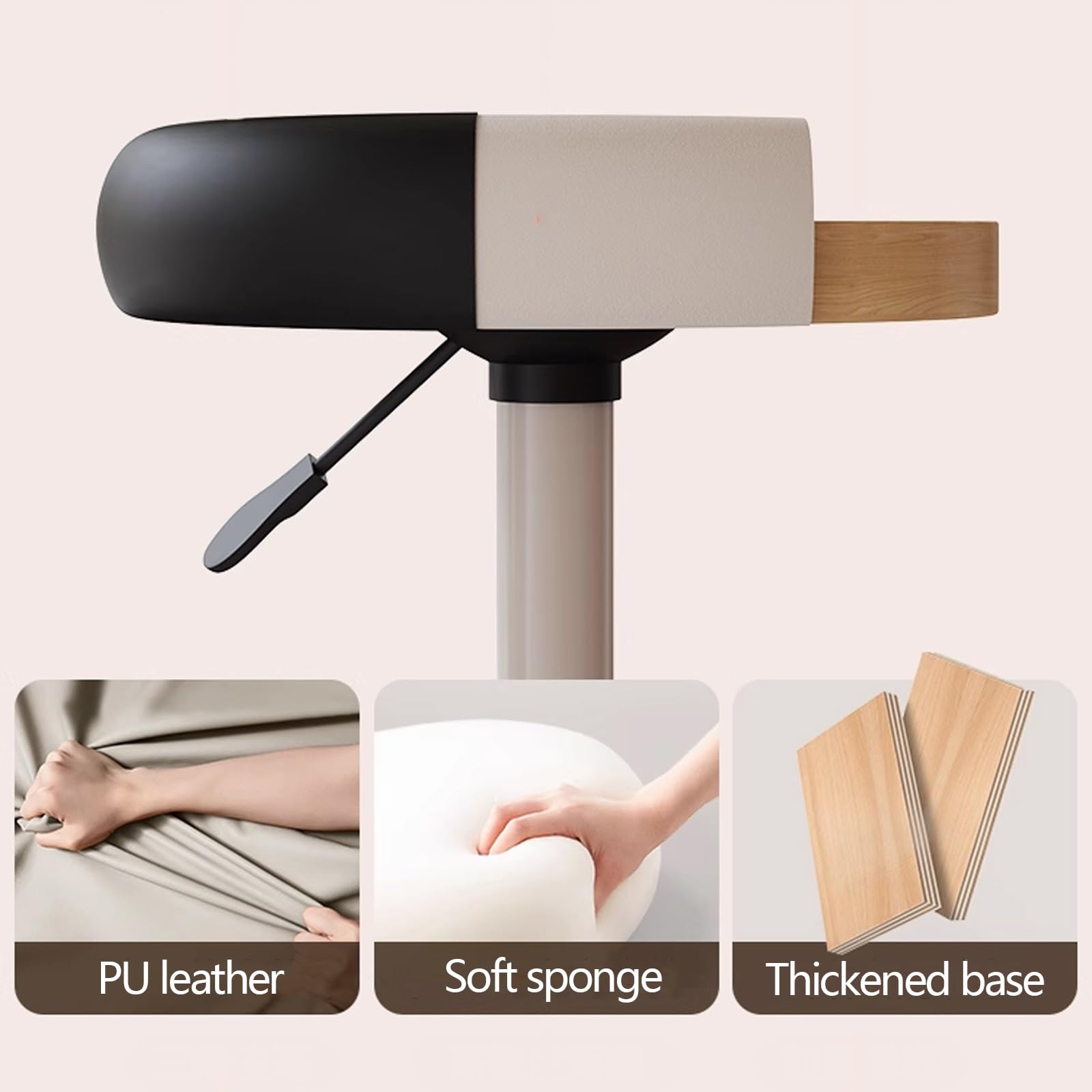 Silla giratoria con reposapiés de altura ajustable de 24 a 32 pulgadas, silla de tatuaje para cliente, acolchado grueso para spa, salón de masaje