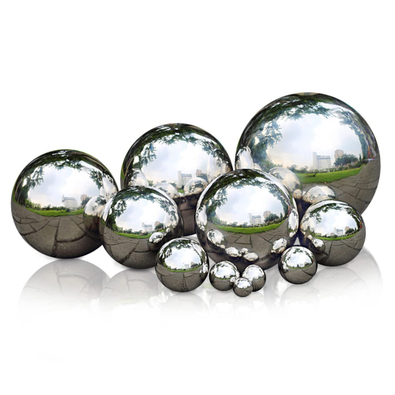 Cabilock Reflective Garden Sphere Polished Shiny Sphere Outdoor Sphere Ornament Hollow Ball Decorative Ball Metal Ball Steel Ball Blush Garden Gazing Globe Stainless Steel Shiny Sphere