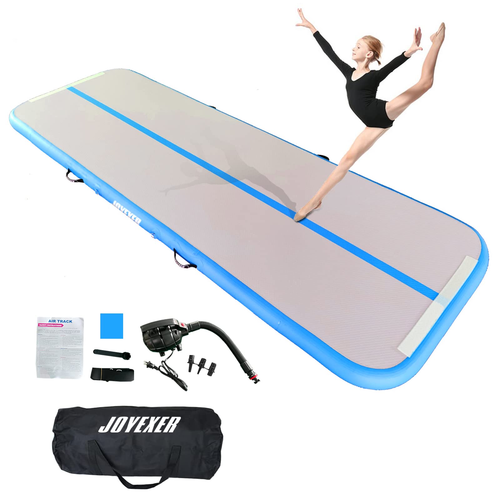 Inflatable Air Gymnastics Mat 6.6ft 10ft 13ft 16ft Tumbling Training Mat with Carry Bag Electric Pump For Home, Outdoor, Gym, Cheerleading, Yoga, Water Exercise