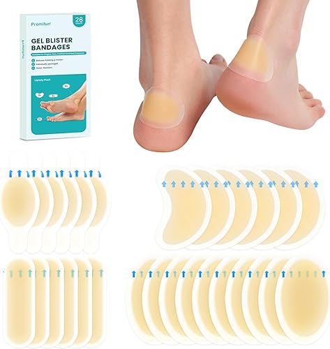Blister Pads  28 unidades de vendajes hidrocoloides resistentes al agua para pies, dedos de los pies, talón, almohadillas de gel para prevención y