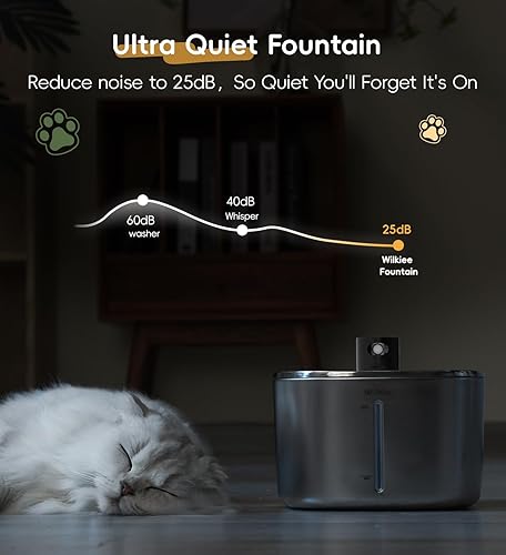 Miniatura 6 de Fuente de agua para gatos de acero inoxidable, fuente inalámbrica para gatos de 4.1 L, dispensador de agua para mascotas inalámbrico para gatos y
