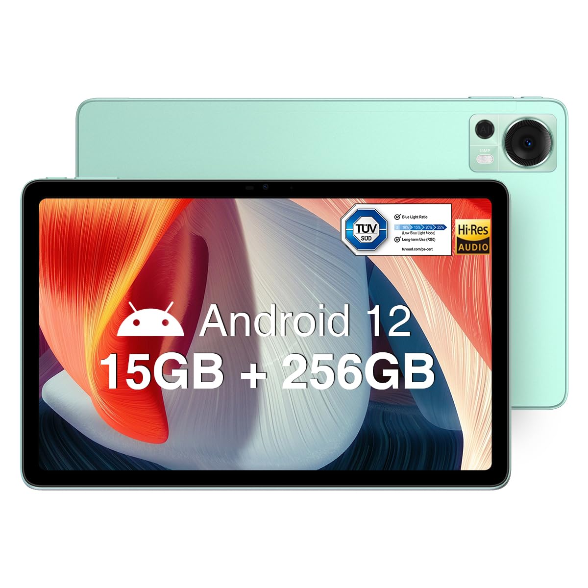DOOGEE T20 Tablet 10.4", 15GB RAM + 256GB ROM(TF 1TB), 2K Tablets TÜV Certified Octa-Core Android 12 with 8300mAh Battery, Dual 4G and 2.4/5G WiFi, 16MP+8MP Camera, 4 Hi-Res Audio Speakers, Green