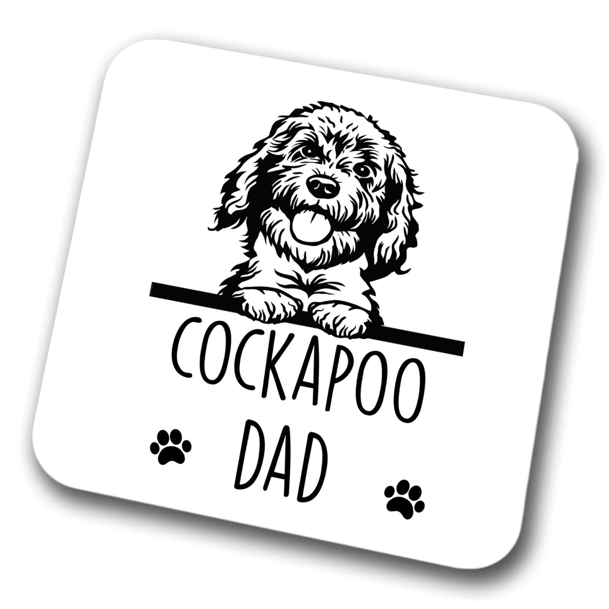 Cockapoo Dad Coaster Pet Present Cockapoo Dog Mum Dad Friend Joke Funny Gift Birthday Christmas, Hardboard Coaster