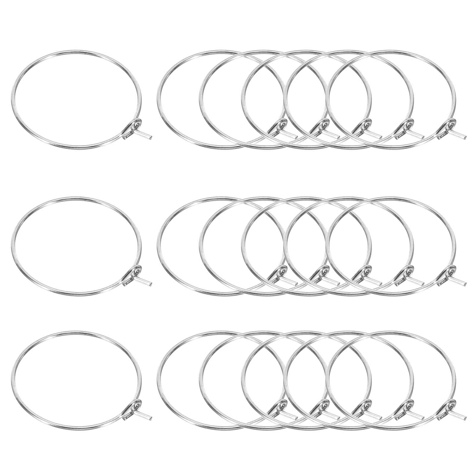 50 Pack 20mm Silver Jump Rings - Metal Open Hoops For DIY Jewelry Making & Wine Glass Charms