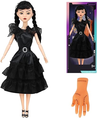 Miniatura 1 de TTSUIMILESS Muñecas Adms de 11.5 pulgadas con caja de regalo, muñeca negra, vestido negro, tacones altos negros, cabello negro, regalo para niñas y